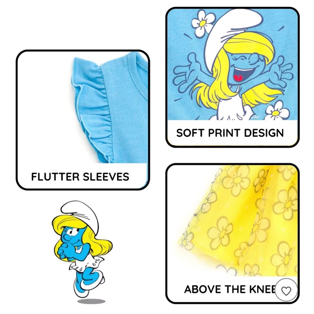 💛SMURFS Blue and Yellow Smurfette Dress - Sz 3T - Picture 2 of 11